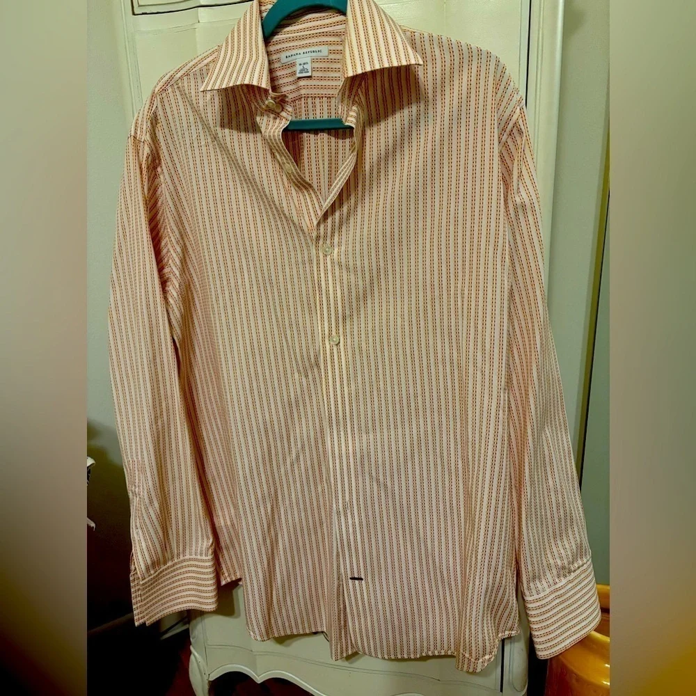 Banana Republic, pink, button-down collar, shirt, size large 16-16.5